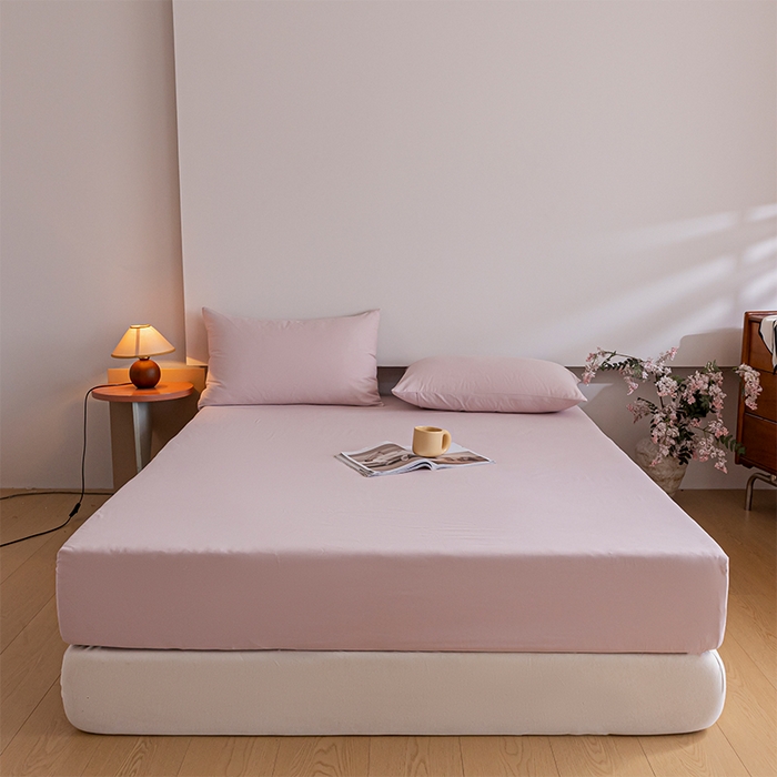618家纺 2025新款全棉100支磨毛单品四件套系列-单床笠 梦幻粉