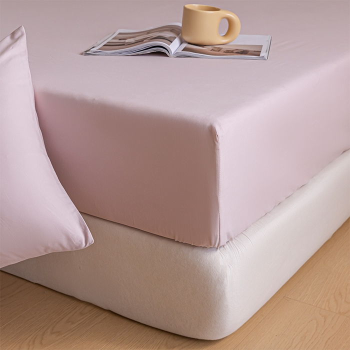 91家纺网 家纺一手货源 找家纺 618家纺 2025新款全棉100支磨毛单品四件套系列-单床笠 梦幻粉