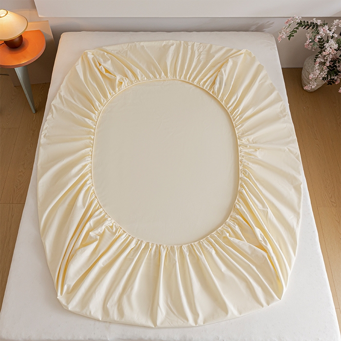 91家纺网 家纺一手货源 找家纺 618家纺 2025新款全棉100支磨毛单品四件套系列-单床笠 元气白桃