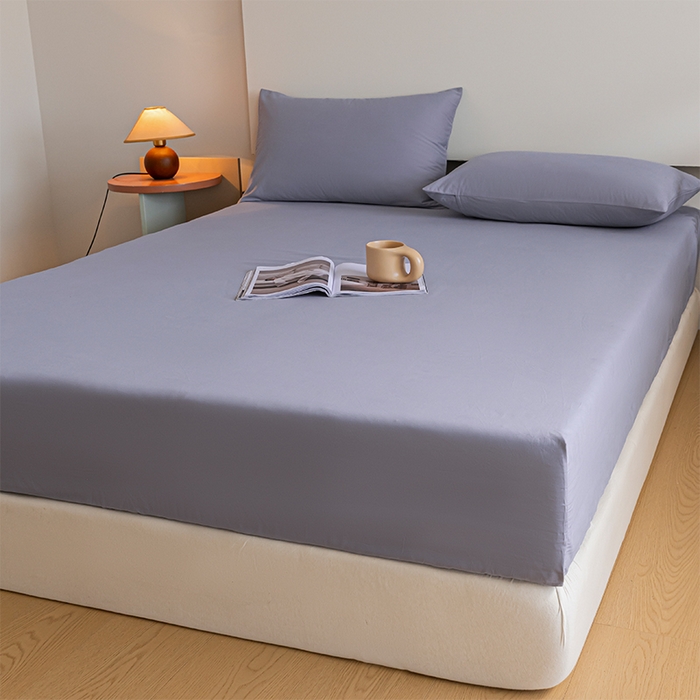 91家纺网 家纺一手货源 找家纺 618家纺 2025新款全棉100支磨毛单品四件套系列-单床笠 紫灰