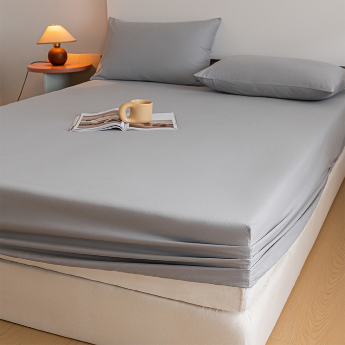 91家纺网 家纺一手货源 找家纺 618家纺 2025新款全棉100支磨毛单品四件套系列-单床笠 火山灰