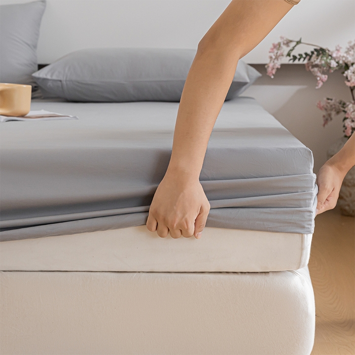 91家纺网 家纺一手货源 找家纺 618家纺 2025新款全棉100支磨毛单品四件套系列-单床笠 火山灰