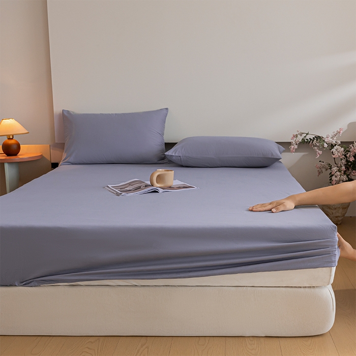 91家纺网 家纺一手货源 找家纺 618家纺 2025新款全棉100支磨毛单品四件套系列-单床笠 紫灰