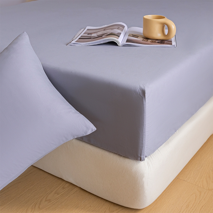 91家纺网 家纺一手货源 找家纺 618家纺 2025新款全棉100支磨毛单品四件套系列-单床笠 紫灰