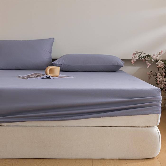 91家纺网 家纺一手货源 找家纺 618家纺 2025新款全棉100支磨毛单品四件套系列-单床笠 紫灰