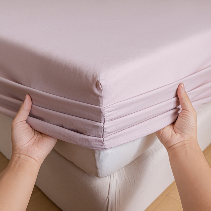 91家纺网 家纺一手货源 找家纺 618家纺 2025新款全棉100支磨毛单品四件套系列-单床笠 梦幻粉