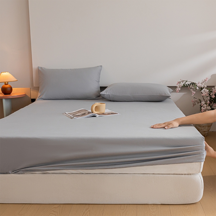 91家纺网 家纺一手货源 找家纺 618家纺 2025新款全棉100支磨毛单品四件套系列-单床笠 火山灰