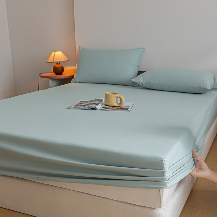 91家纺网 家纺一手货源 找家纺 618家纺 2025新款全棉100支磨毛单品四件套系列-单床笠 奶油绿