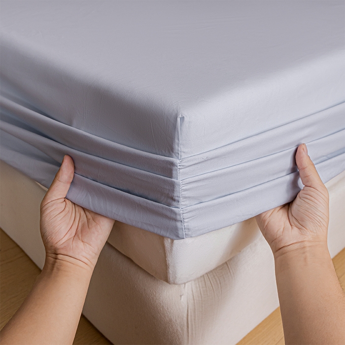 91家纺网 家纺一手货源 找家纺 618家纺 2025新款全棉100支磨毛单品四件套系列-单床笠 灰蓝