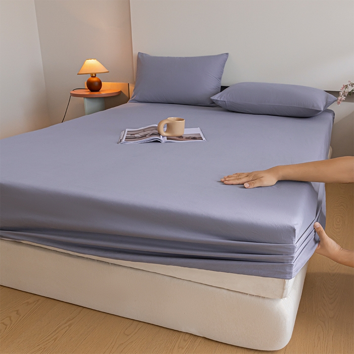 91家纺网 家纺一手货源 找家纺 618家纺 2025新款全棉100支磨毛单品四件套系列-单床笠 紫灰