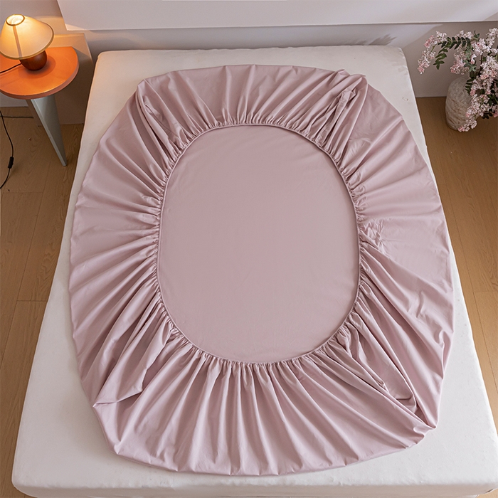 91家纺网 家纺一手货源 找家纺 618家纺 2025新款全棉100支磨毛单品四件套系列-单床笠 梦幻粉