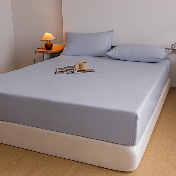 91家纺网 家纺一手货源 找家纺 618家纺 2025新款全棉100支磨毛单品四件套系列-单床笠 灰蓝