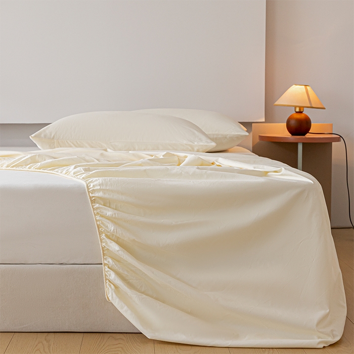 91家纺网 家纺一手货源 找家纺 618家纺 2025新款全棉100支磨毛单品四件套系列-单床笠 元气白桃