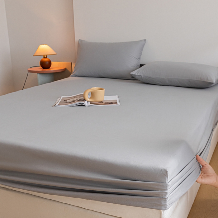 91家纺网 家纺一手货源 找家纺 618家纺 2025新款全棉100支磨毛单品四件套系列-单床笠 火山灰