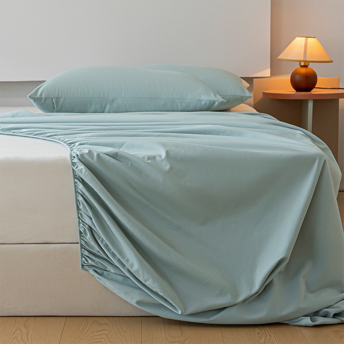 91家纺网 家纺一手货源 找家纺 618家纺 2025新款全棉100支磨毛单品四件套系列-单床笠 奶油绿