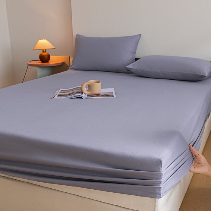 91家纺网 家纺一手货源 找家纺 618家纺 2025新款全棉100支磨毛单品四件套系列-单床笠 紫灰