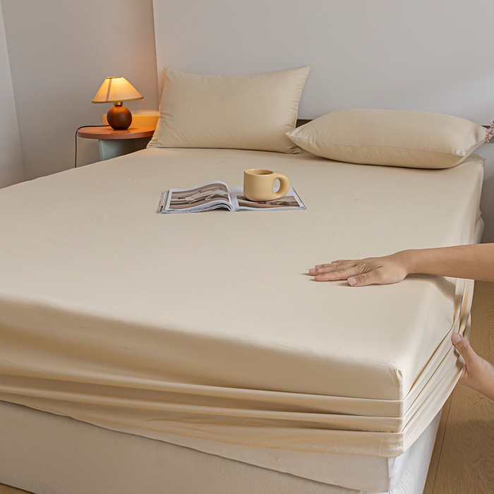 91家纺网 家纺一手货源 找家纺 618家纺 2025新款全棉100支磨毛单品四件套系列-单床笠 雪咖