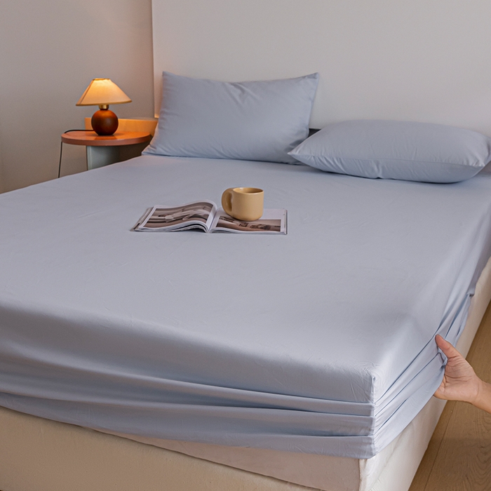 91家纺网 家纺一手货源 找家纺 618家纺 2025新款全棉100支磨毛单品四件套系列-单床笠 灰蓝