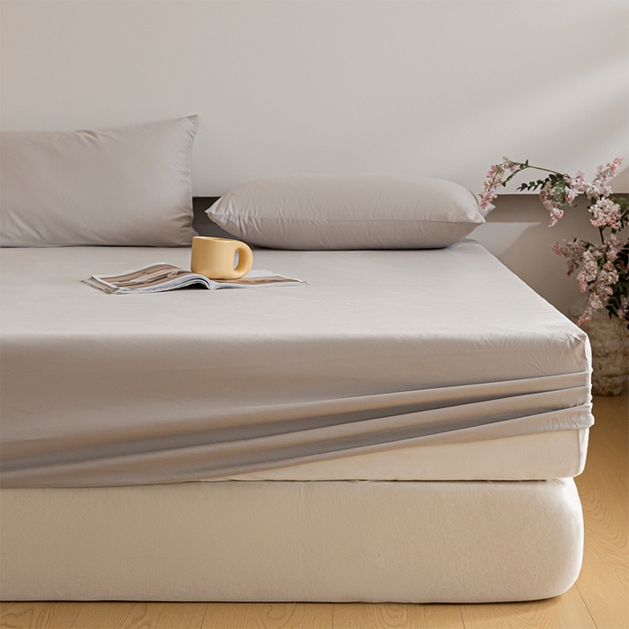 91家纺网 家纺一手货源 找家纺 618家纺 2025新款全棉100支磨毛单品四件套系列-单床笠 月光灰