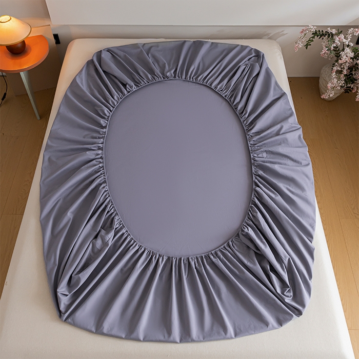 91家纺网 家纺一手货源 找家纺 618家纺 2025新款全棉100支磨毛单品四件套系列-单床笠 紫灰