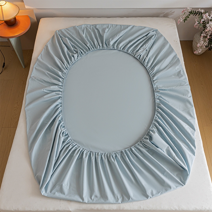 91家纺网 家纺一手货源 找家纺 618家纺 2025新款全棉100支磨毛单品四件套系列-单床笠 冰蓝