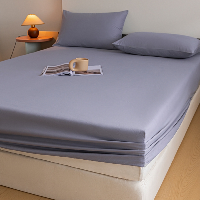 91家纺网 家纺一手货源 找家纺 618家纺 2025新款全棉100支磨毛单品四件套系列-单床笠 紫灰