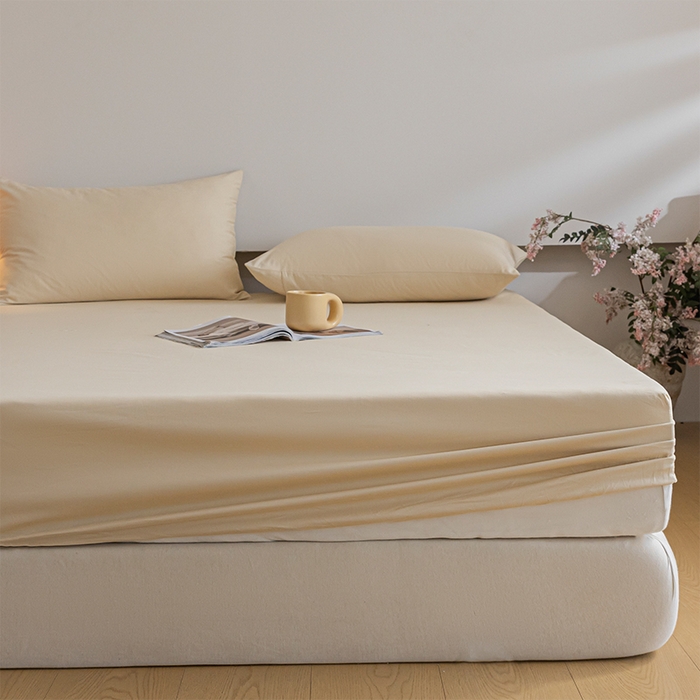 91家纺网 家纺一手货源 找家纺 618家纺 2025新款全棉100支磨毛单品四件套系列-单床笠 雪咖