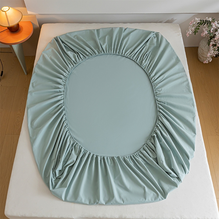 91家纺网 家纺一手货源 找家纺 618家纺 2025新款全棉100支磨毛单品四件套系列-单床笠 奶油绿