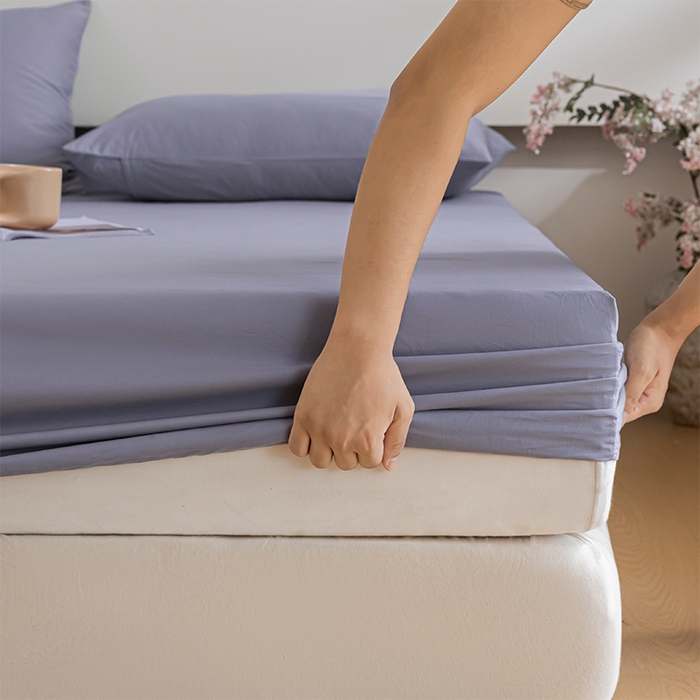 91家纺网 家纺一手货源 找家纺 618家纺 2025新款全棉100支磨毛单品四件套系列-单床笠 紫灰