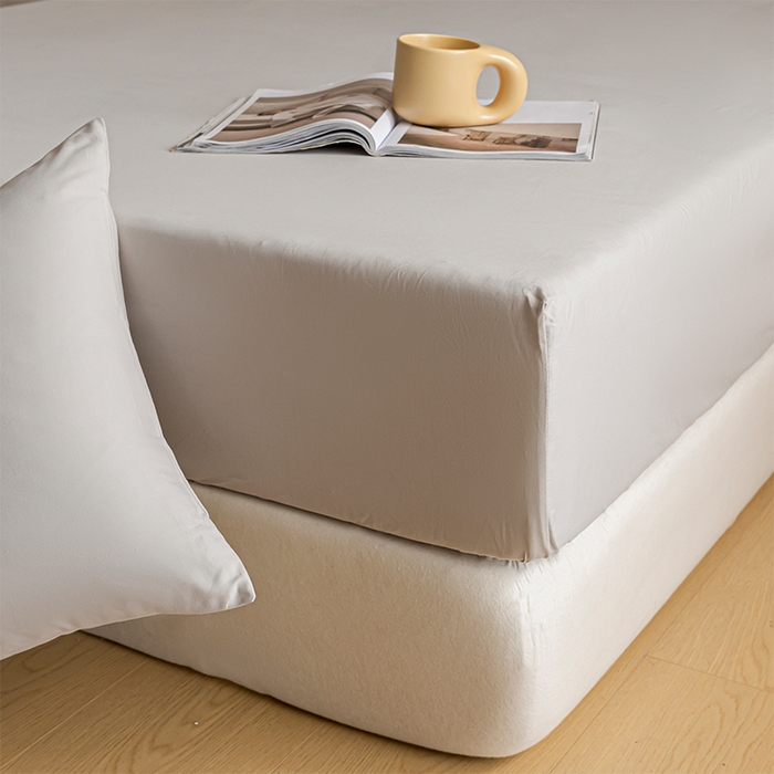 91家纺网 家纺一手货源 找家纺 618家纺 2025新款全棉100支磨毛单品四件套系列-单床笠 月光灰