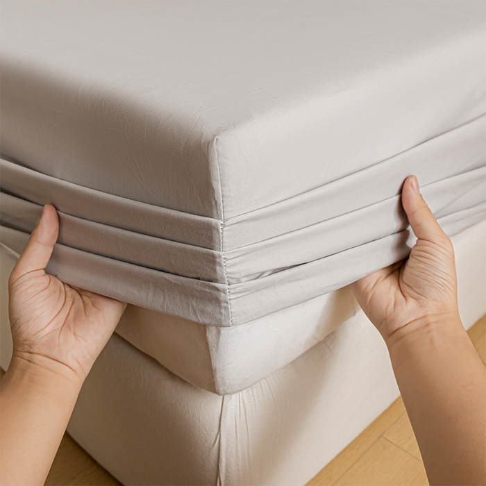 91家纺网 家纺一手货源 找家纺 618家纺 2025新款全棉100支磨毛单品四件套系列-单床笠 月光灰