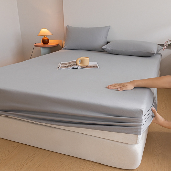 91家纺网 家纺一手货源 找家纺 618家纺 2025新款全棉100支磨毛单品四件套系列-单床笠 火山灰