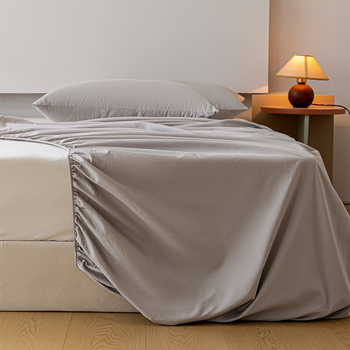 91家纺网 家纺一手货源 找家纺 618家纺 2025新款全棉100支磨毛单品四件套系列-单床笠 月光灰