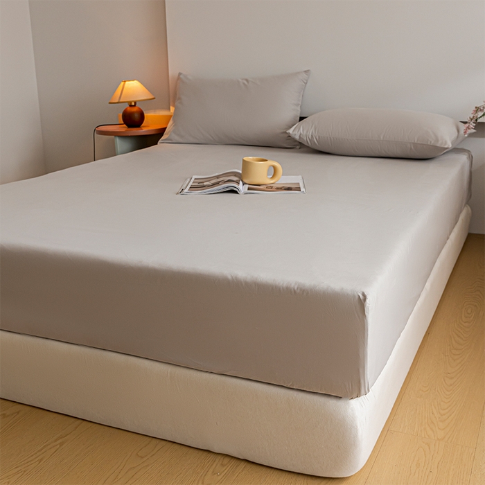 91家纺网 家纺一手货源 找家纺 618家纺 2025新款全棉100支磨毛单品四件套系列-单床笠 月光灰