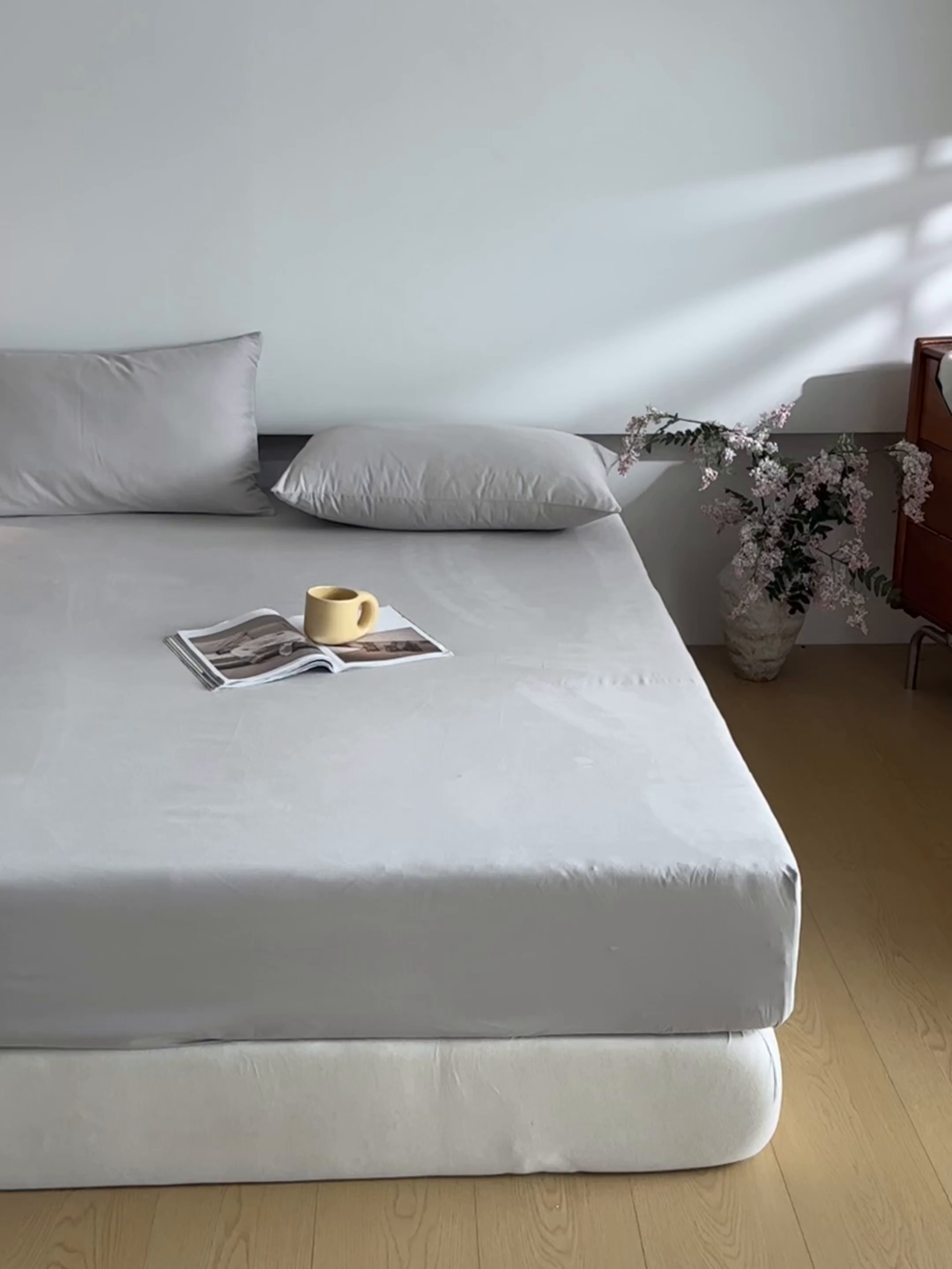 91家纺网 家纺一手货源 找家纺 618家纺 2025新款全棉100支磨毛单品四件套系列-单床笠 月光灰