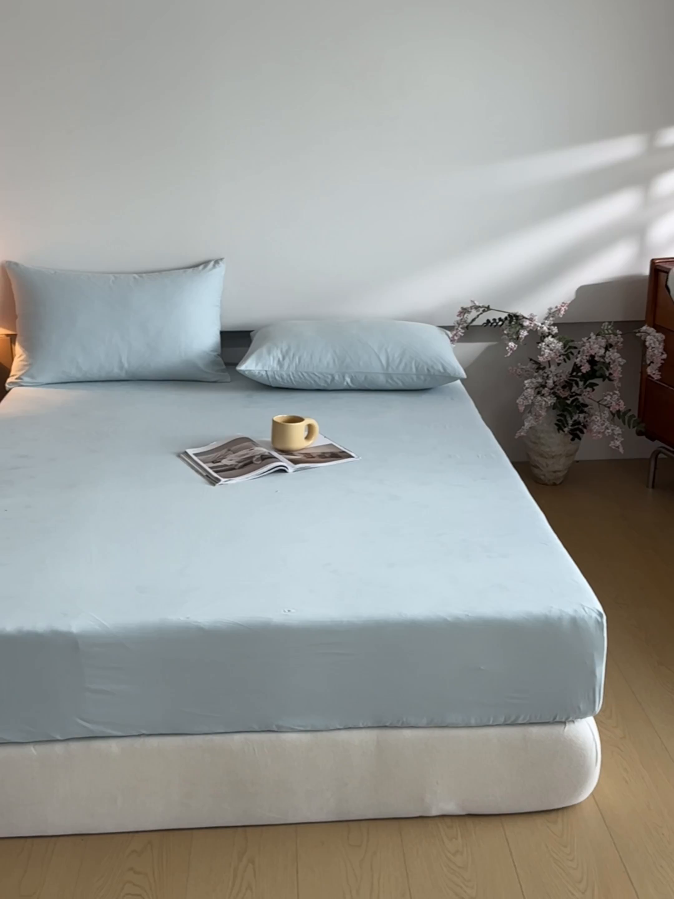 91家纺网 家纺一手货源 找家纺 618家纺 2025新款全棉100支磨毛单品四件套系列-单床笠 奶油绿