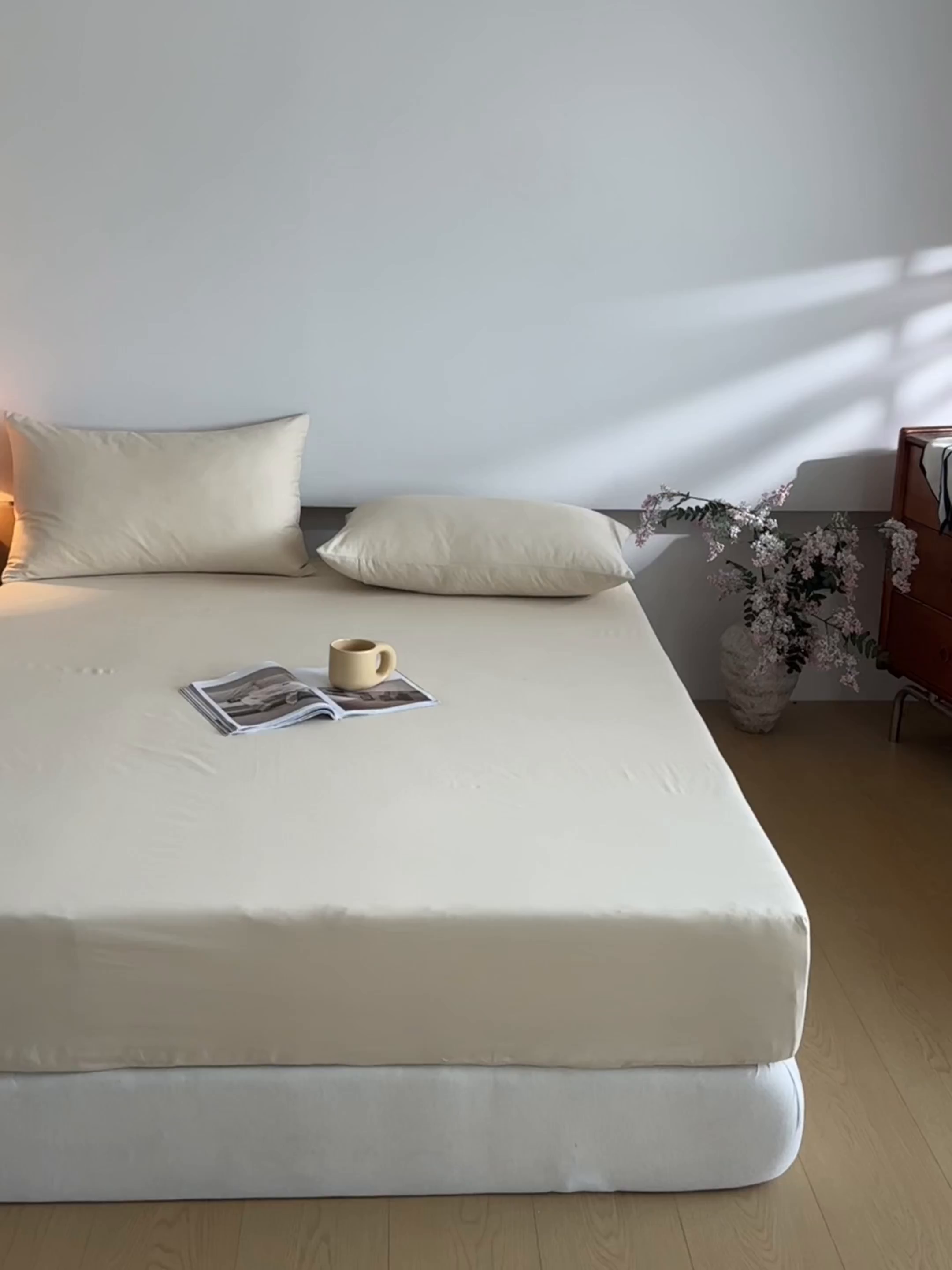 91家纺网 家纺一手货源 找家纺 618家纺 2025新款全棉100支磨毛单品四件套系列-单床笠 雪咖