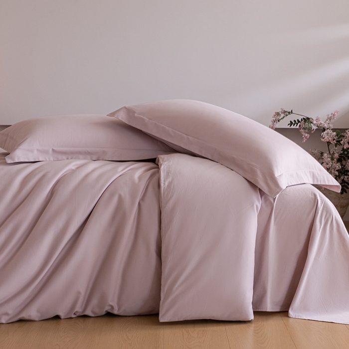 91家纺网 家纺一手货源 找家纺 618家纺 2025新款全棉100支磨毛单品四件套系列-单枕套 梦幻粉