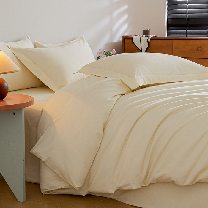 91家纺网 家纺一手货源 找家纺 618家纺 2025新款全棉100支磨毛单品四件套系列-单枕套 元气白桃