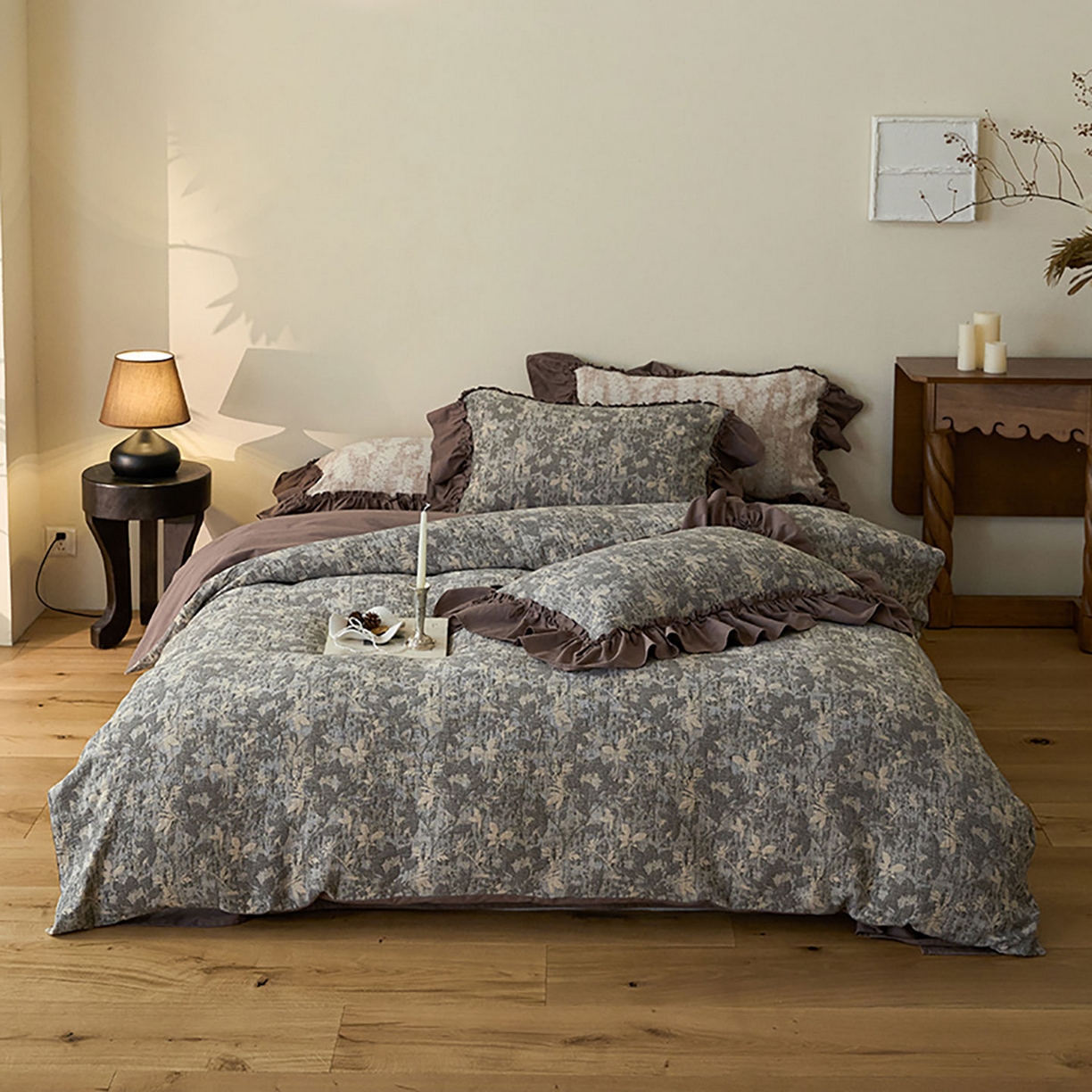 91家纺网 家纺一手货源 找家纺 （总）圆岛家纺 2025秋冬复古格调全棉纯棉色织提花磨毛四件套