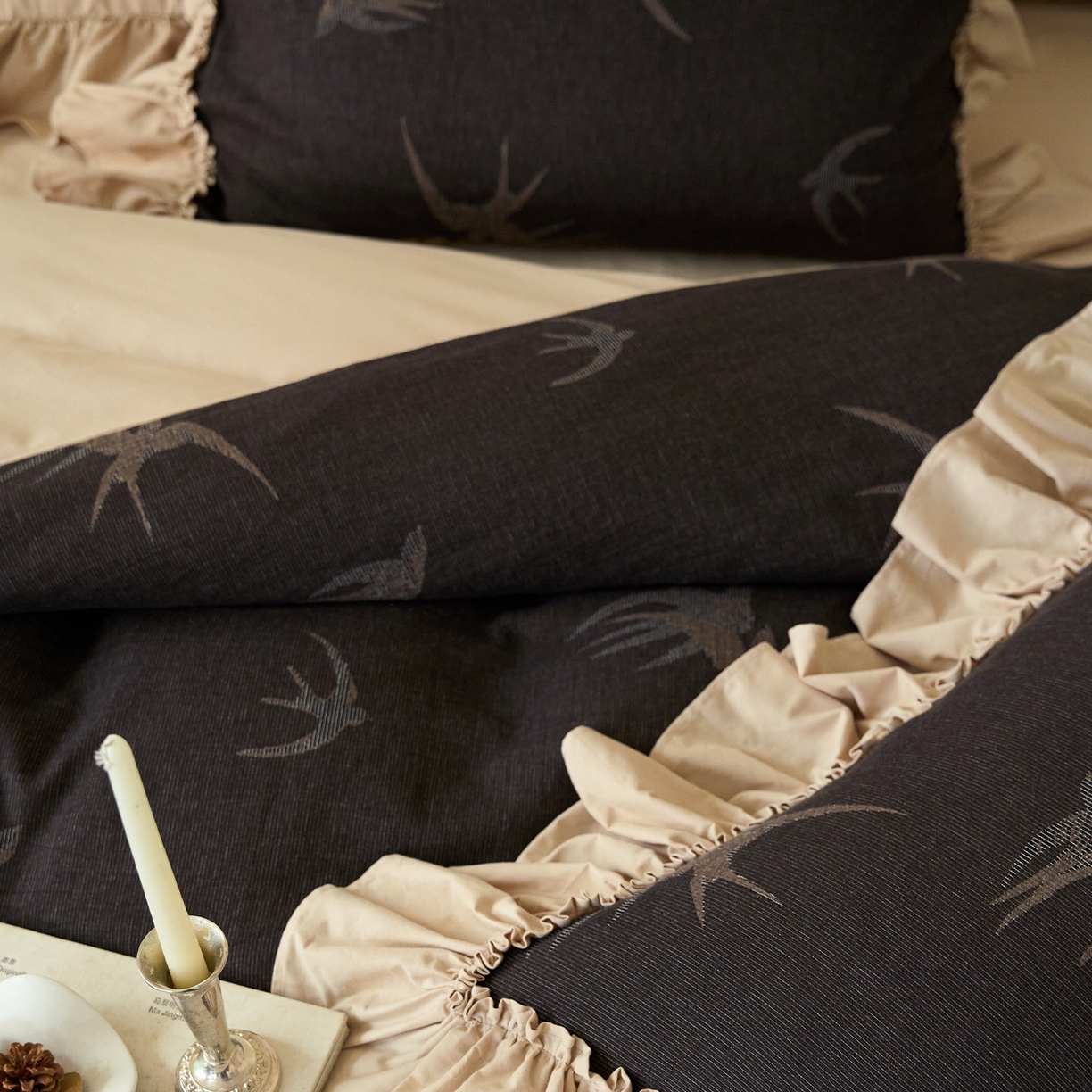 91家纺网 家纺一手货源 找家纺 （总）圆岛家纺 2025秋冬复古格调全棉纯棉色织提花磨毛四件套