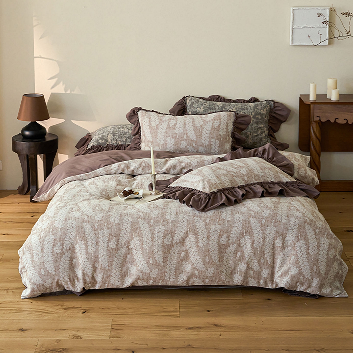 91家纺网 家纺一手货源 找家纺 （总）圆岛家纺 2025秋冬复古格调全棉纯棉色织提花磨毛四件套