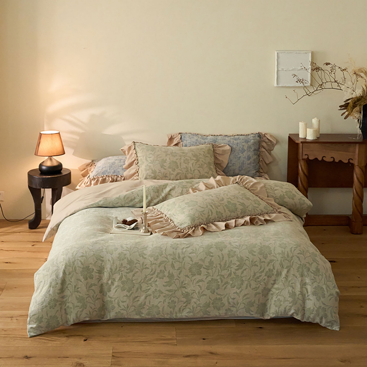 圆岛家纺 2025秋冬复古格调全棉纯棉色织提花磨毛四件套 森屿