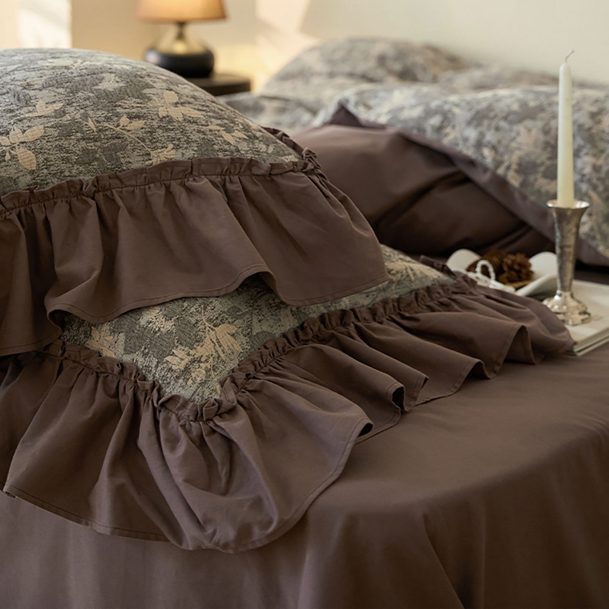 91家纺网 家纺一手货源 找家纺 圆岛家纺 2025秋冬复古格调全棉纯棉色织提花磨毛四件套 织梦