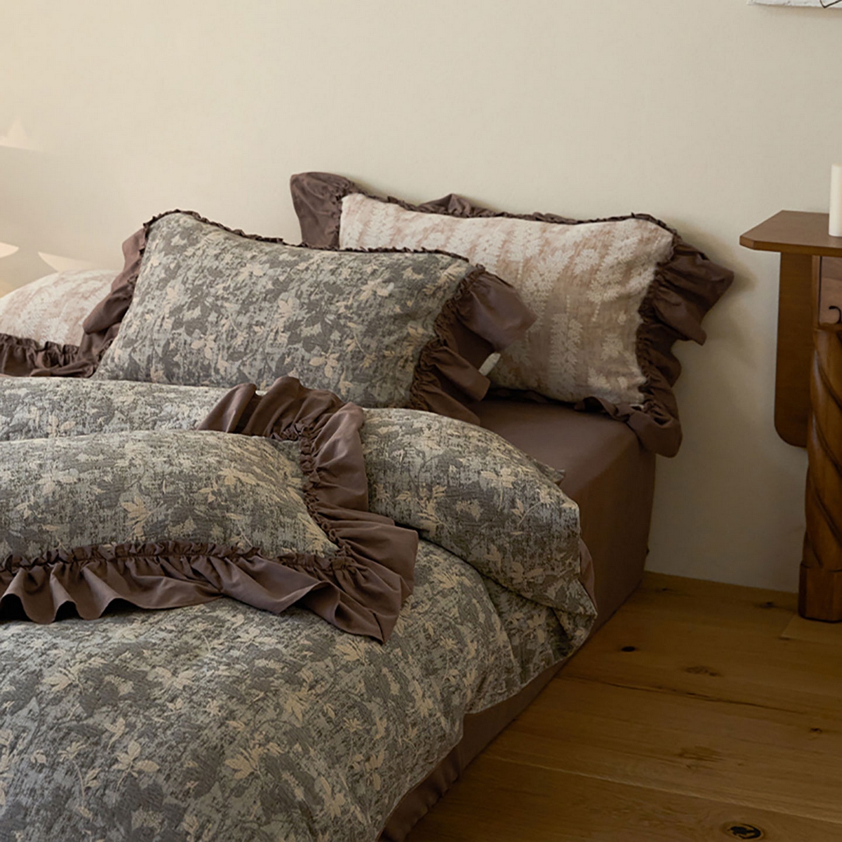 91家纺网 家纺一手货源 找家纺 圆岛家纺 2025秋冬复古格调全棉纯棉色织提花磨毛四件套 织梦