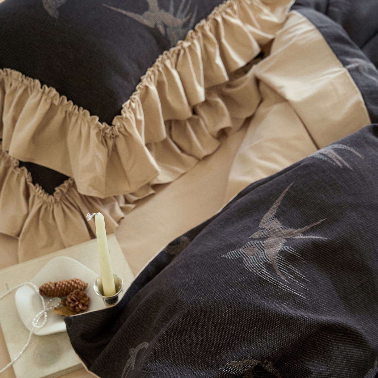 91家纺网 家纺一手货源 找家纺 （总）圆岛家纺 2025秋冬复古格调全棉纯棉色织提花磨毛四件套