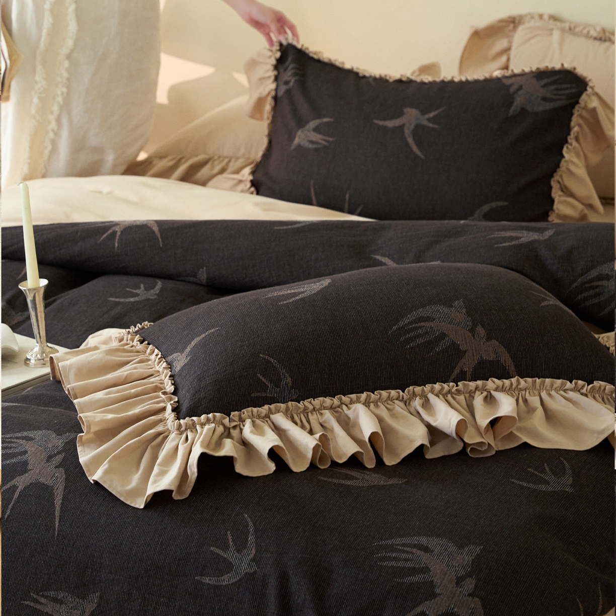 91家纺网 家纺一手货源 找家纺 （总）圆岛家纺 2025秋冬复古格调全棉纯棉色织提花磨毛四件套