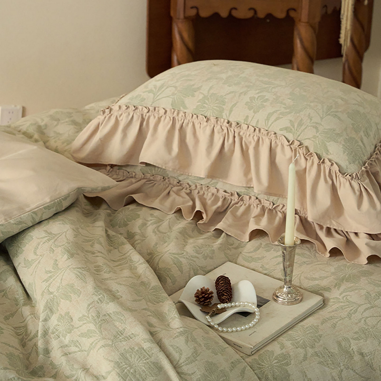 91家纺网 家纺一手货源 找家纺 圆岛家纺 2025秋冬复古格调全棉纯棉色织提花磨毛四件套 森屿