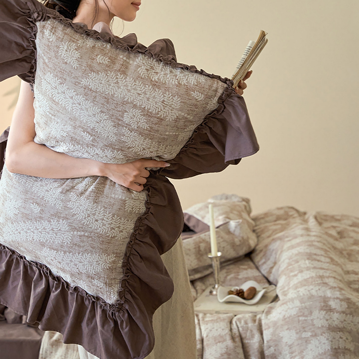 91家纺网 家纺一手货源 找家纺 圆岛家纺 2025秋冬复古格调全棉纯棉色织提花磨毛四件套 新山