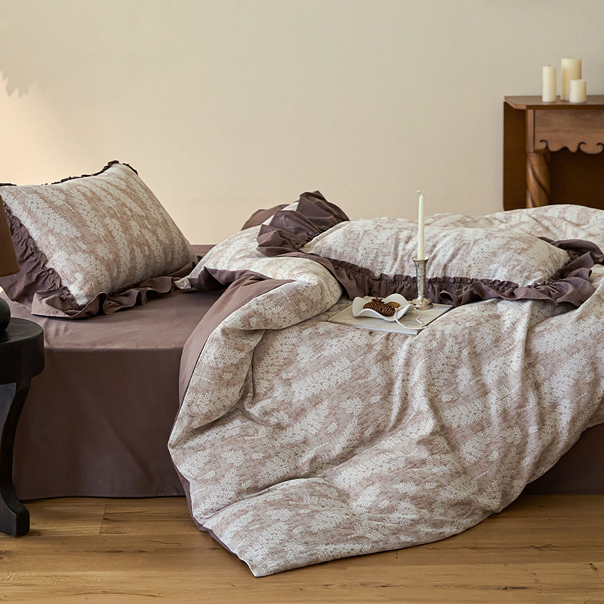 91家纺网 家纺一手货源 找家纺 圆岛家纺 2025秋冬复古格调全棉纯棉色织提花磨毛四件套 新山